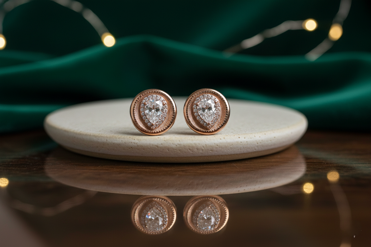 Crystal Spark Earrings - Rose Gold